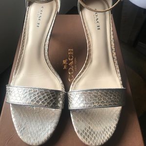Coach Marci metallic snake skin heels